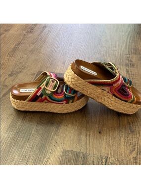 Steve Madden Multicolor Woven Espadrille Platform Mules